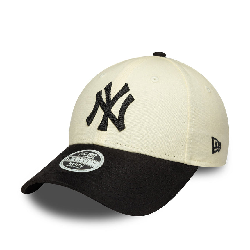 Gorra de los New York Yankees, ante sintético, New Era, 9FORTY, beige y negro