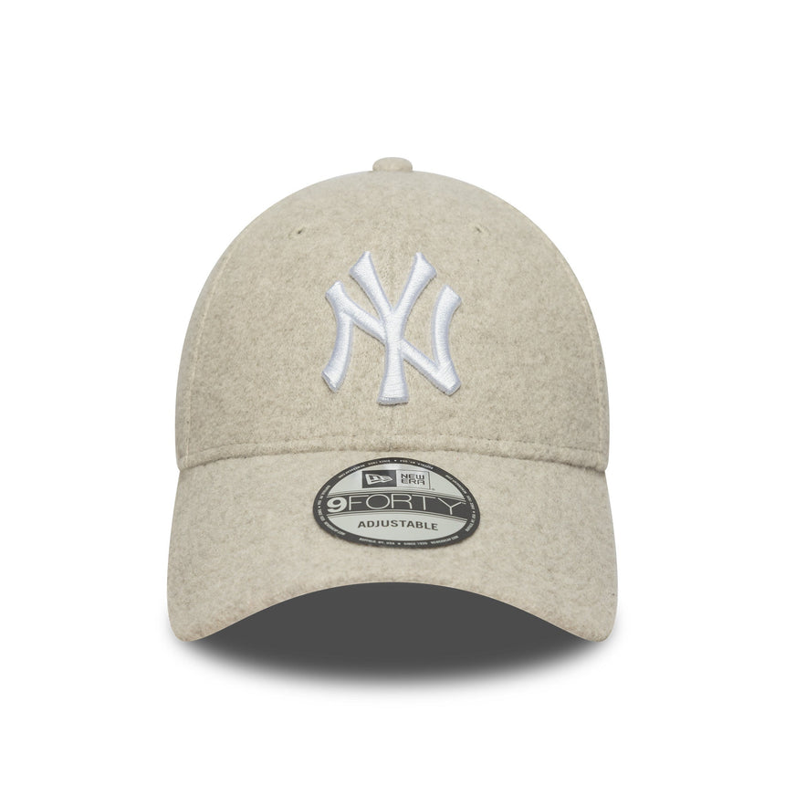 Gorra de los Yankees de Nueva York, lana melton, 9FORTY, crema