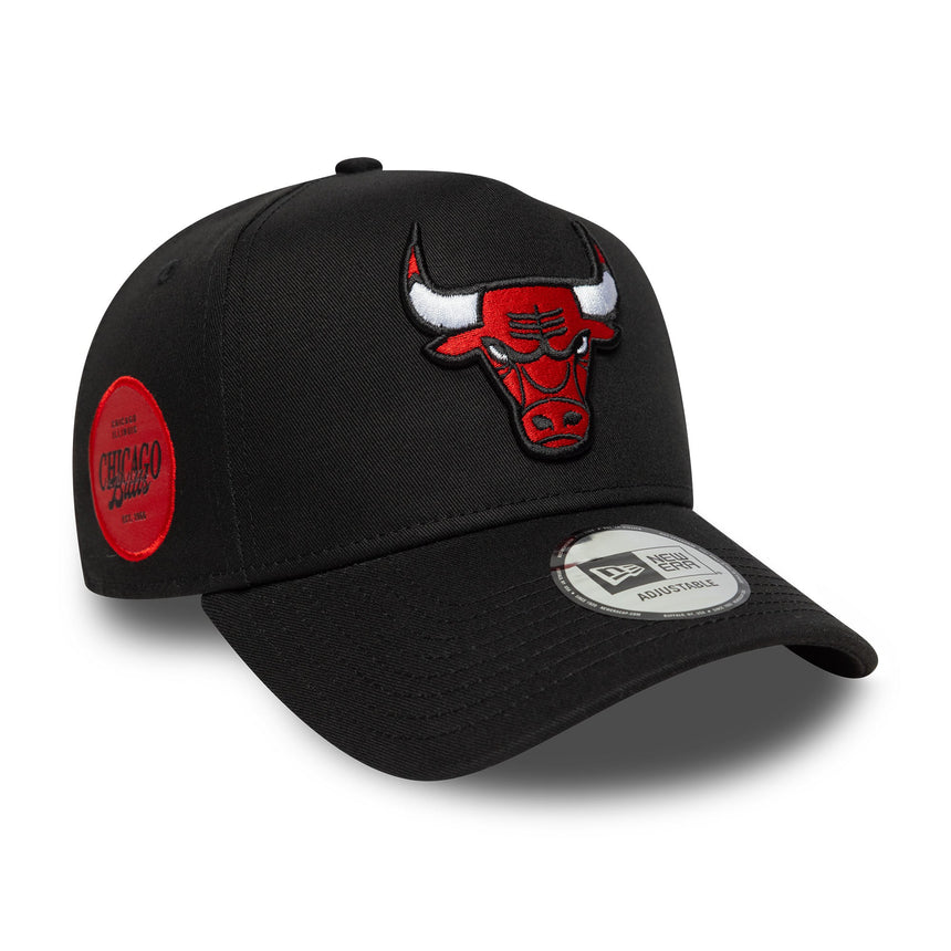 Gorra Chicago Bulls, parche lateral A-Frame, Chicago Bulls, A-Frame, negra