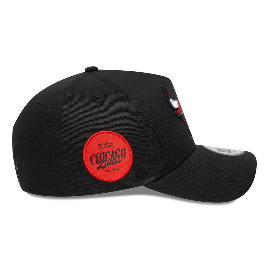 Gorra Chicago Bulls, parche lateral A-Frame, Chicago Bulls, A-Frame, negra