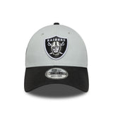 Gorra de los Raiders de Las Vegas, emblema de dos tonos, New Era, 9FORTY, parche lateral, negro-blanco