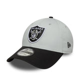 Gorra de los Raiders de Las Vegas, emblema de dos tonos, New Era, 9FORTY, parche lateral, negro-blanco