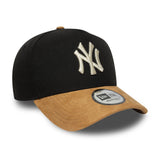 Gorra de los Yankees de Nueva York, visera de gamuza, A-frame, 9FORTY, negra