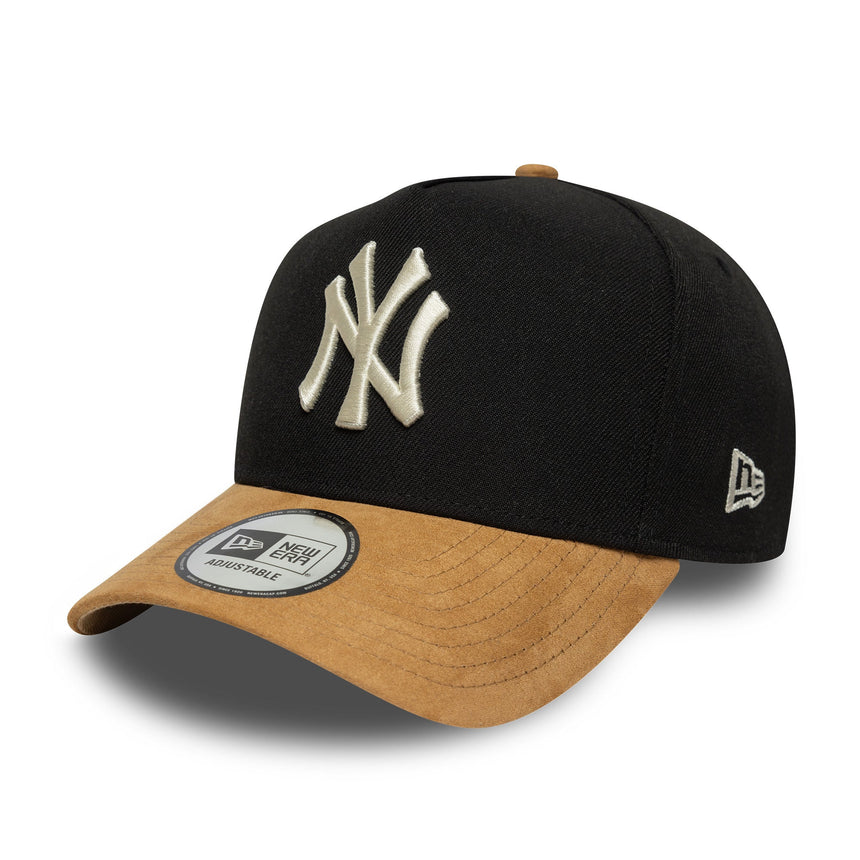 Gorra de los Yankees de Nueva York, visera de gamuza, A-frame, 9FORTY, negra