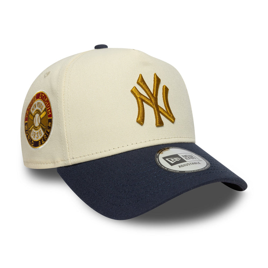 Gorra de los Yankees de Nueva York, parche, New Era, 9FORTY, A-frame, beige