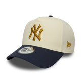 Gorra de los Yankees de Nueva York, parche, New Era, 9FORTY, A-frame, beige