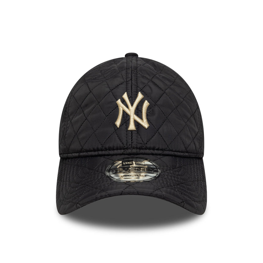 Gorra acolchada de los Yanquis de Nueva York, New Era, 9TWENTY, negro y gris.