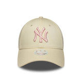 Gorra de los Yanquis de Nueva York para mujer, New Era, 9FORTY, blanca, blanca