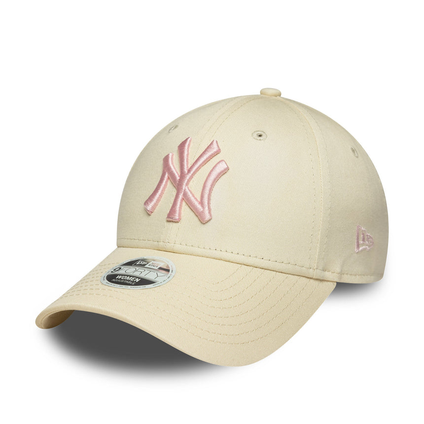 Gorra de los Yanquis de Nueva York para mujer, New Era, 9FORTY, blanca, blanca