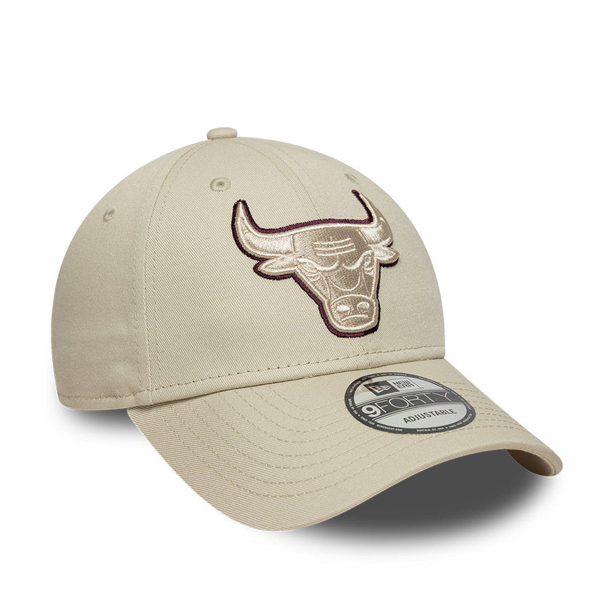 Gorra de los Chicago Bulls, insignia TEAM OUTLINE, 9FORTY, gris
