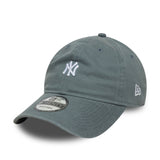 Gorra de los Yankees de Nueva York, logo mini lavado, New Era, 9TWENTY, gris