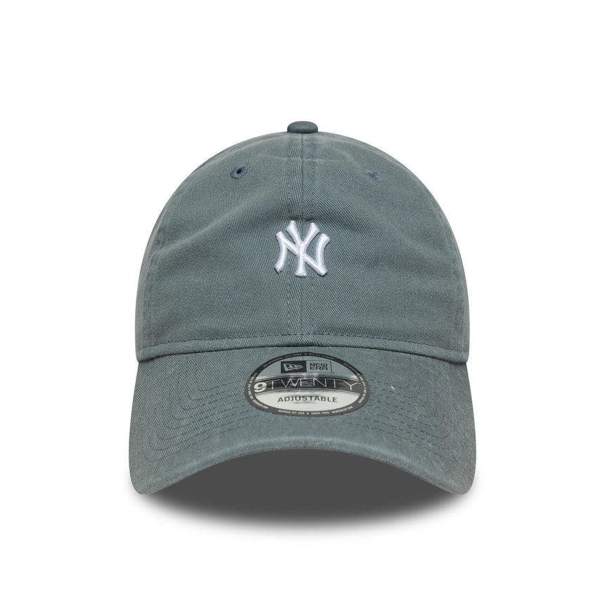Gorra de los Yankees de Nueva York, logo mini lavado, New Era, 9TWENTY, gris