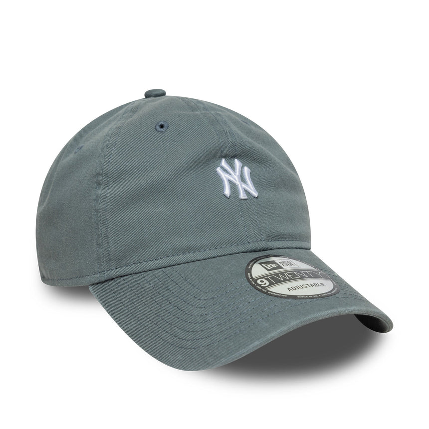 Gorra de los Yankees de Nueva York, logo mini lavado, New Era, 9TWENTY, gris