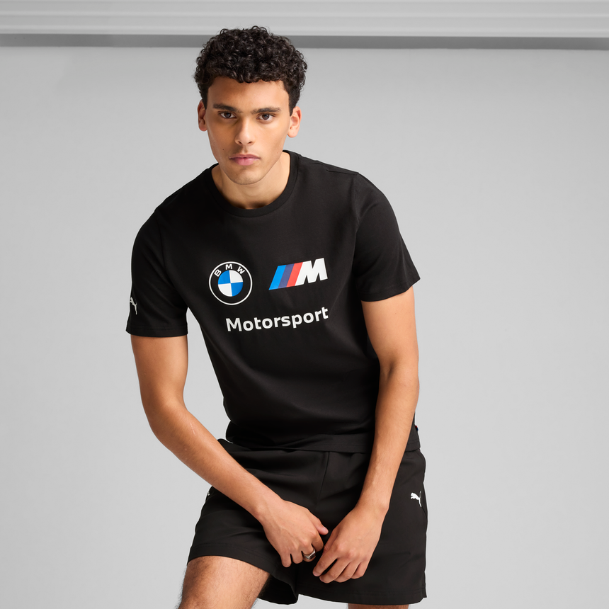 Camiseta con logo de BMW, Puma, Essential, MMS, negra 🔥