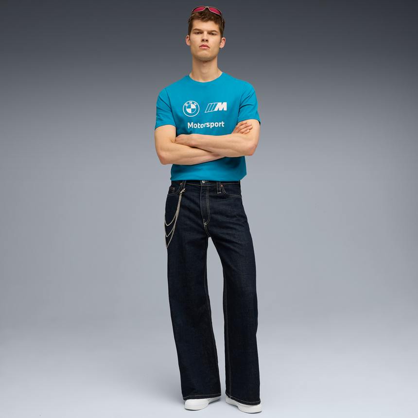 Camiseta con logo de BMW, Puma, Essential, MMS, azul 🔥