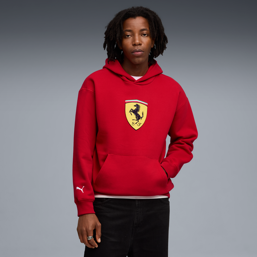 Sudadera con capucha Ferrari, Puma, ropa deportiva, logo de escudo, rojo 🔥