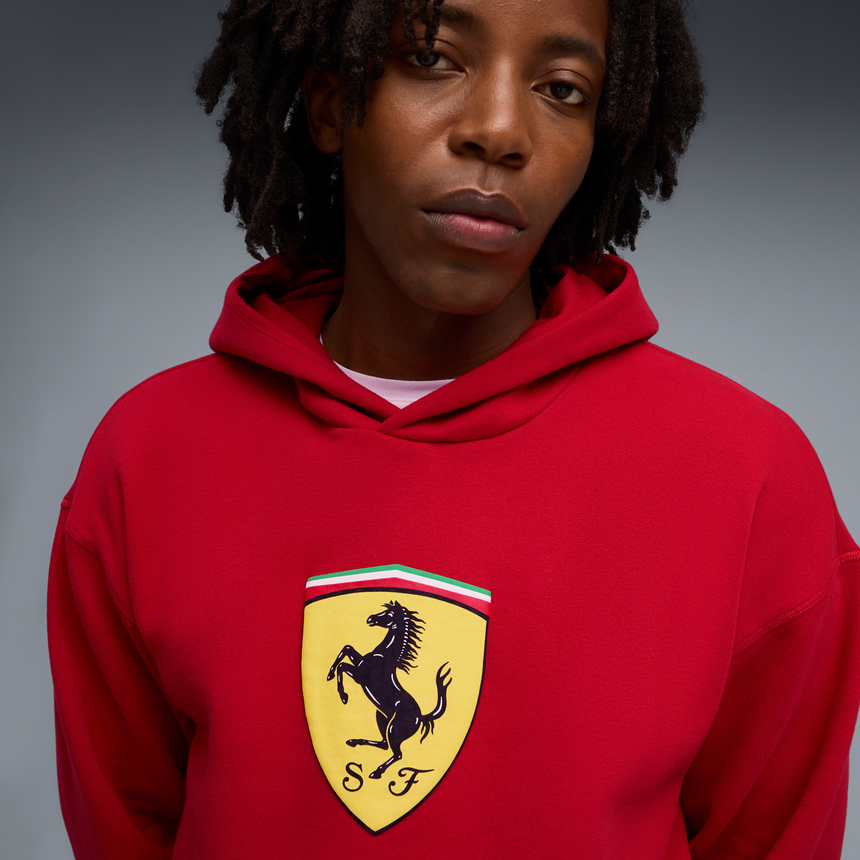 Sudadera con capucha Ferrari, Puma, ropa deportiva, logo de escudo, rojo 🔥