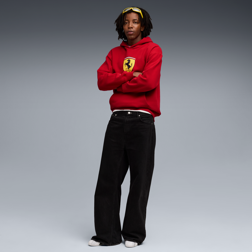Sudadera con capucha Ferrari, Puma, ropa deportiva, logo de escudo, rojo 🔥