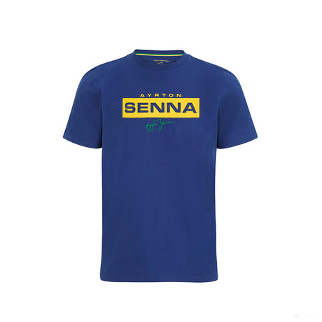 Camiseta para Hombre, Ayrton Senna Logo, Azul, 2021 - FansBRANDS®