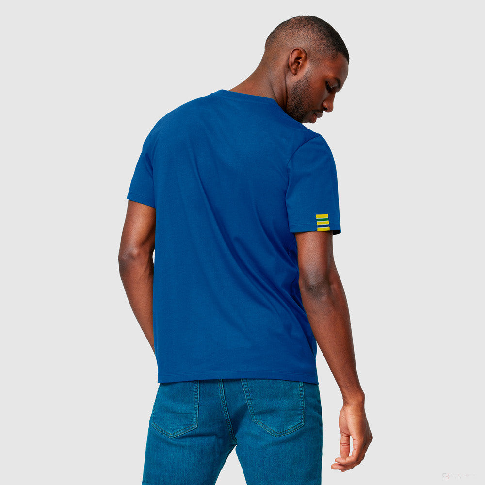 Camiseta para Hombre, Ayrton Senna Logo, Azul, 2021
