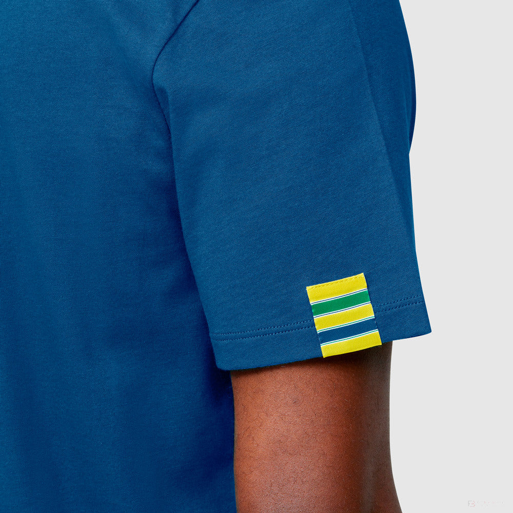 Camiseta para Hombre, Ayrton Senna Logo, Azul, 2021
