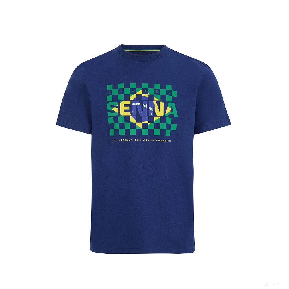 Camiseta para Hombre, Ayrton Senna Flag, Azul, 2021
