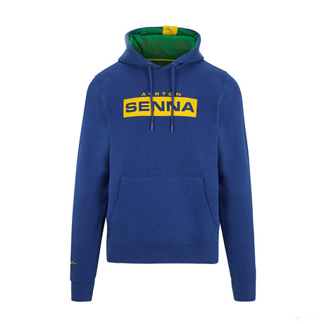 Sudadera Hombre, Ayrton Senna Logo, Azul, 2021 - FansBRANDS®