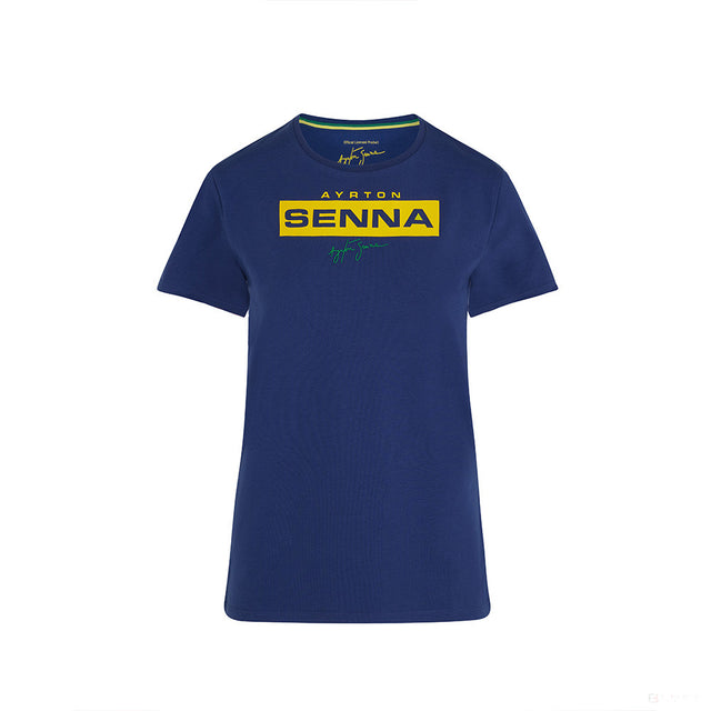 Camiseta de Mujer, Ayrton Senna Logo, Azul, 2021 - FansBRANDS®