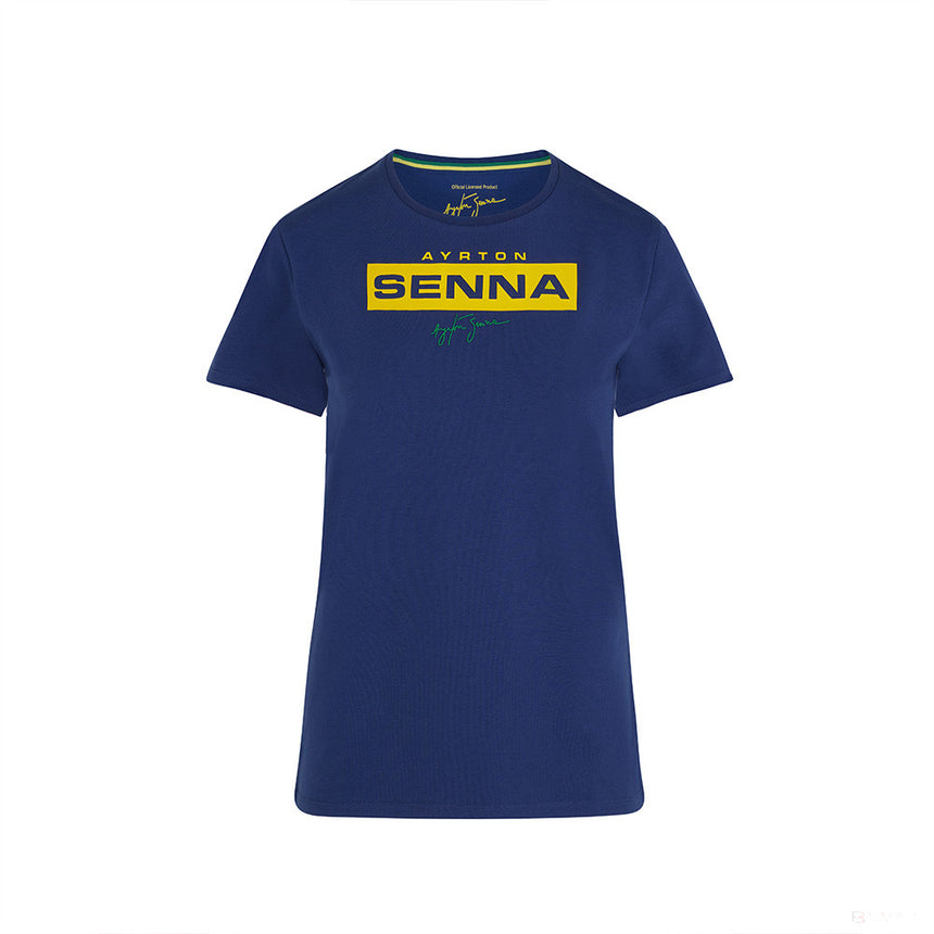 Camiseta de Mujer, Ayrton Senna Logo, Azul, 2021 - FansBRANDS®