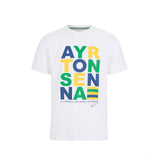 Camiseta para Hombre, Ayrton Senna Stripe Graphic, Blanco, 2021 - FansBRANDS®