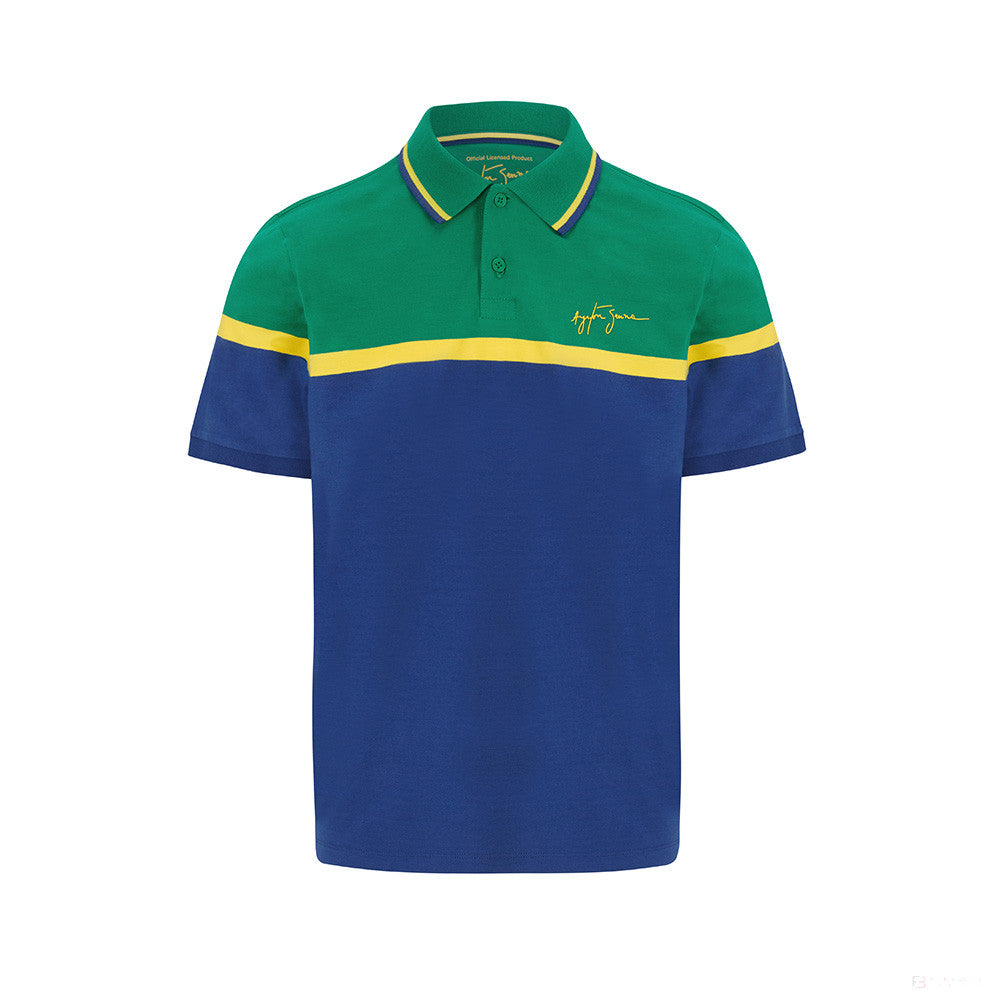 Camiseta de Hombre con Cuello, Ayrton Senna Stripe, Azul, 2021