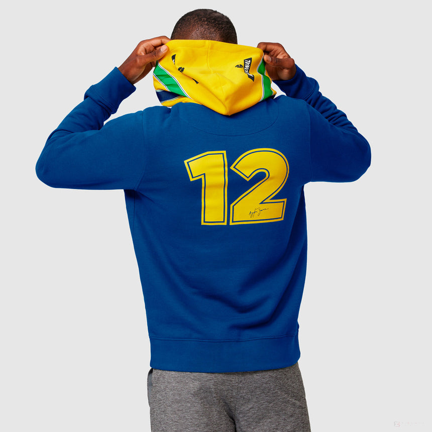 Sudadera Hombre, Ayrton Senna Stripe, Azul, 2021 - FansBRANDS®