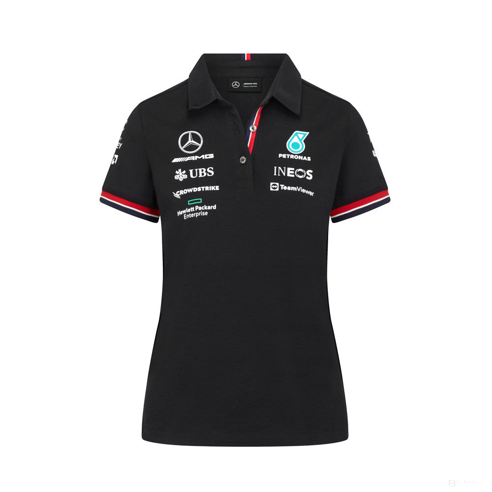 2022, Negro, Mercedes Team Camiseta Mujeres