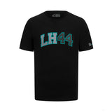 Camiseta Mercedes Lewis Hamilton Logo, hombre, negra - FansBRANDS®