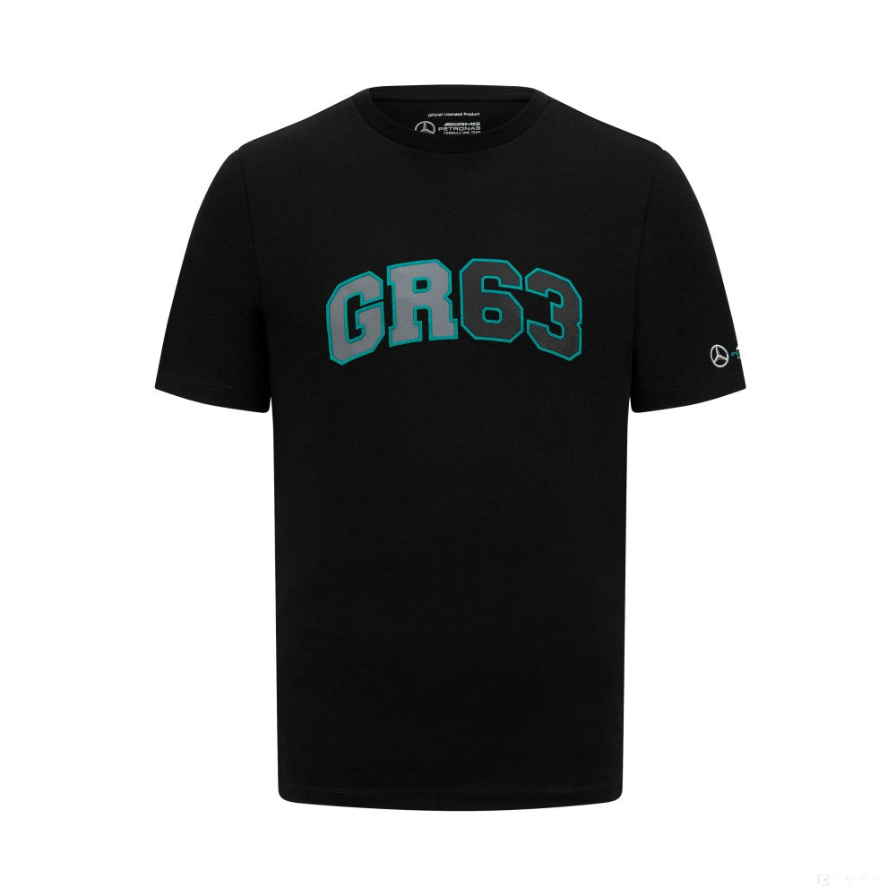 Camiseta Mercedes George Russell Logo, Hombre, Negra - FansBRANDS®