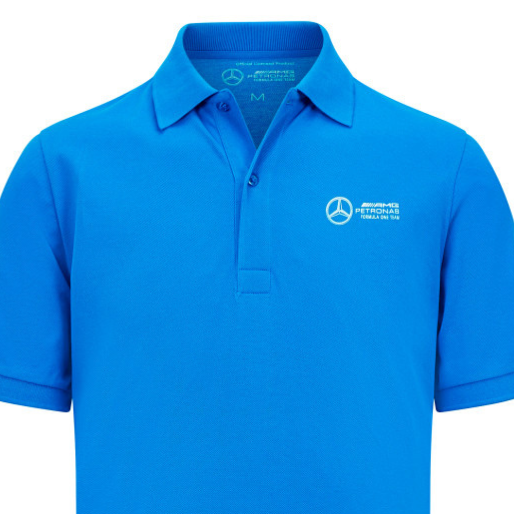 Mercedes Men's George Russell Collar T-Shirt, Blue