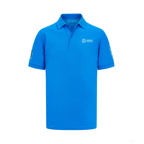 Camiseta con cuello George Russell de hombre Mercedes, azul - FansBRANDS®