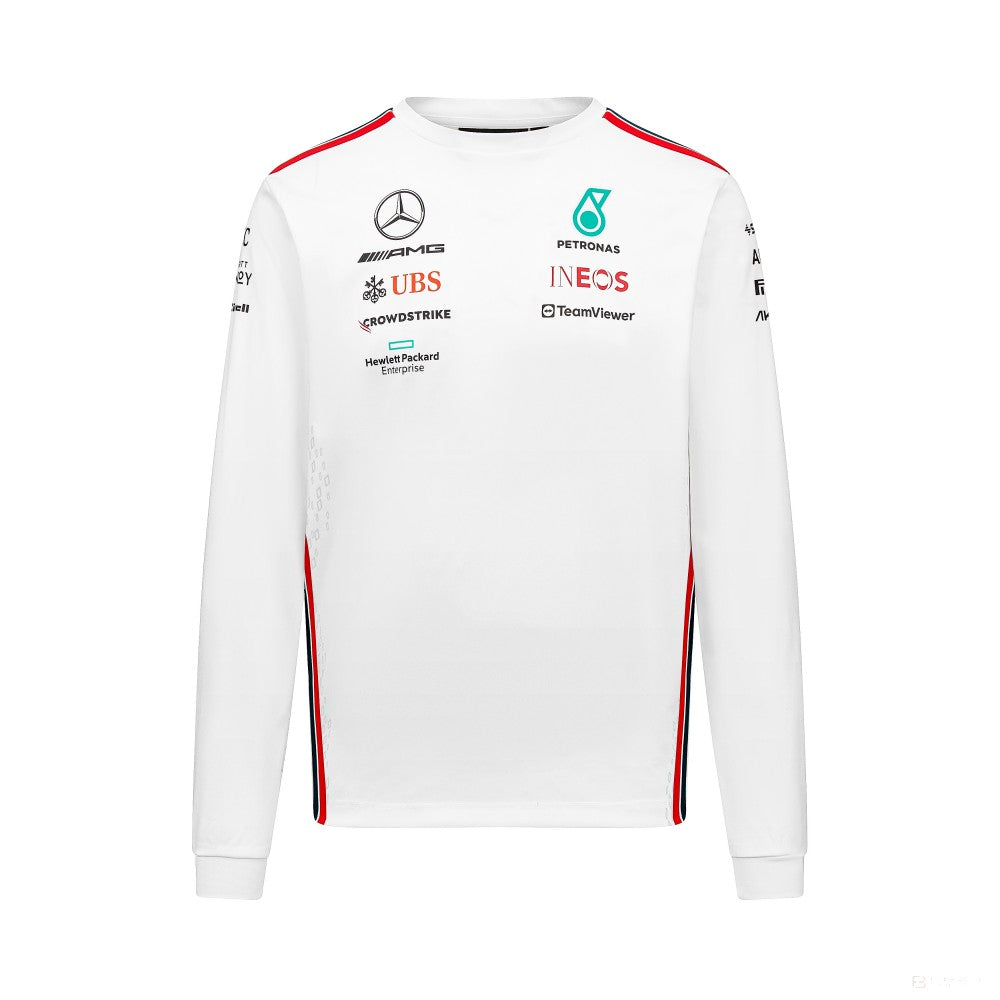 Mercedes Team, Camiseta Driver de manga larga para hombre, blanca, 2023