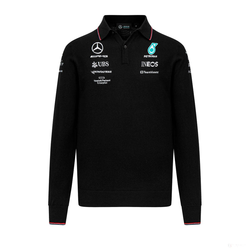 Equipo Mercedes, camiseta de punto de manga larga, negra, 2023 - FansBRANDS®