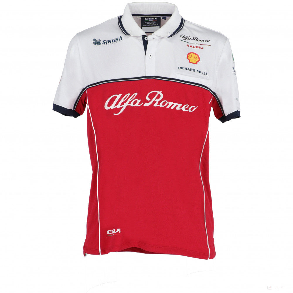 Camiseta de hombre con cuello, Alfa Romeo, Rojo, 2019