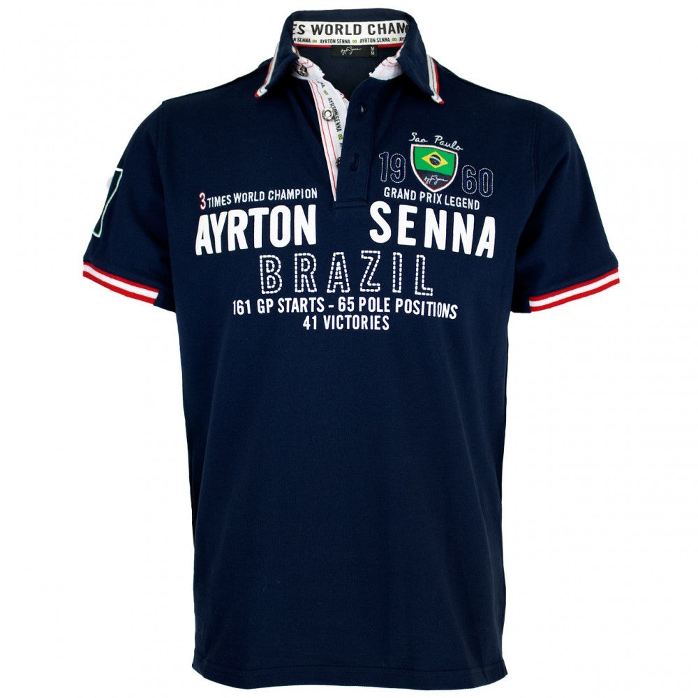 Camiseta de hombre con cuello, Senna World Champion, Azul, 2016