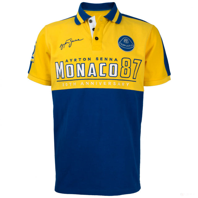 Camiseta de hombre con cuello, Ayrton Senna Monaco 1987, Amarillo, 2020 - FansBRANDS®