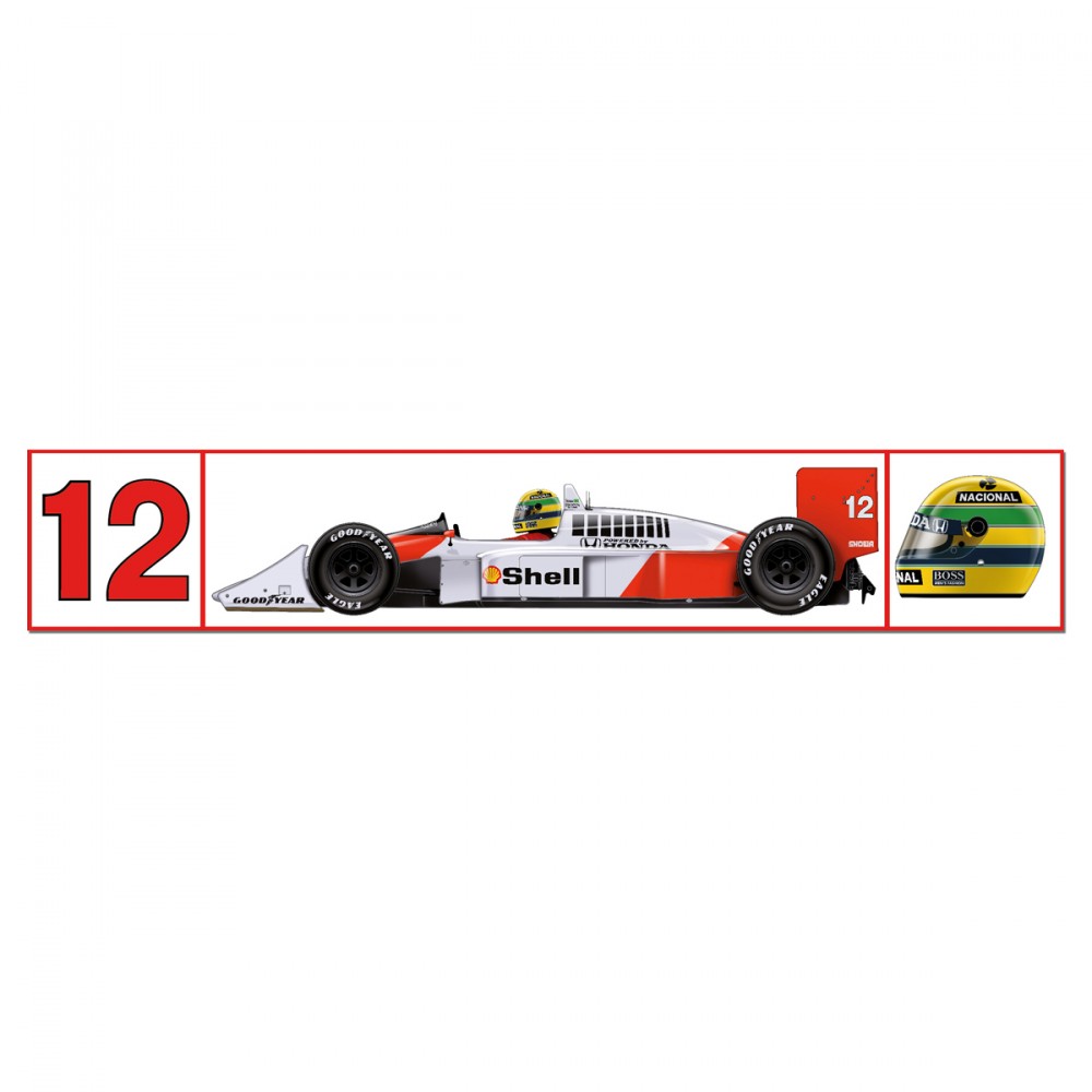 Pegatina, Senna McLaren 1988, Unisex, Blanco, 2018
