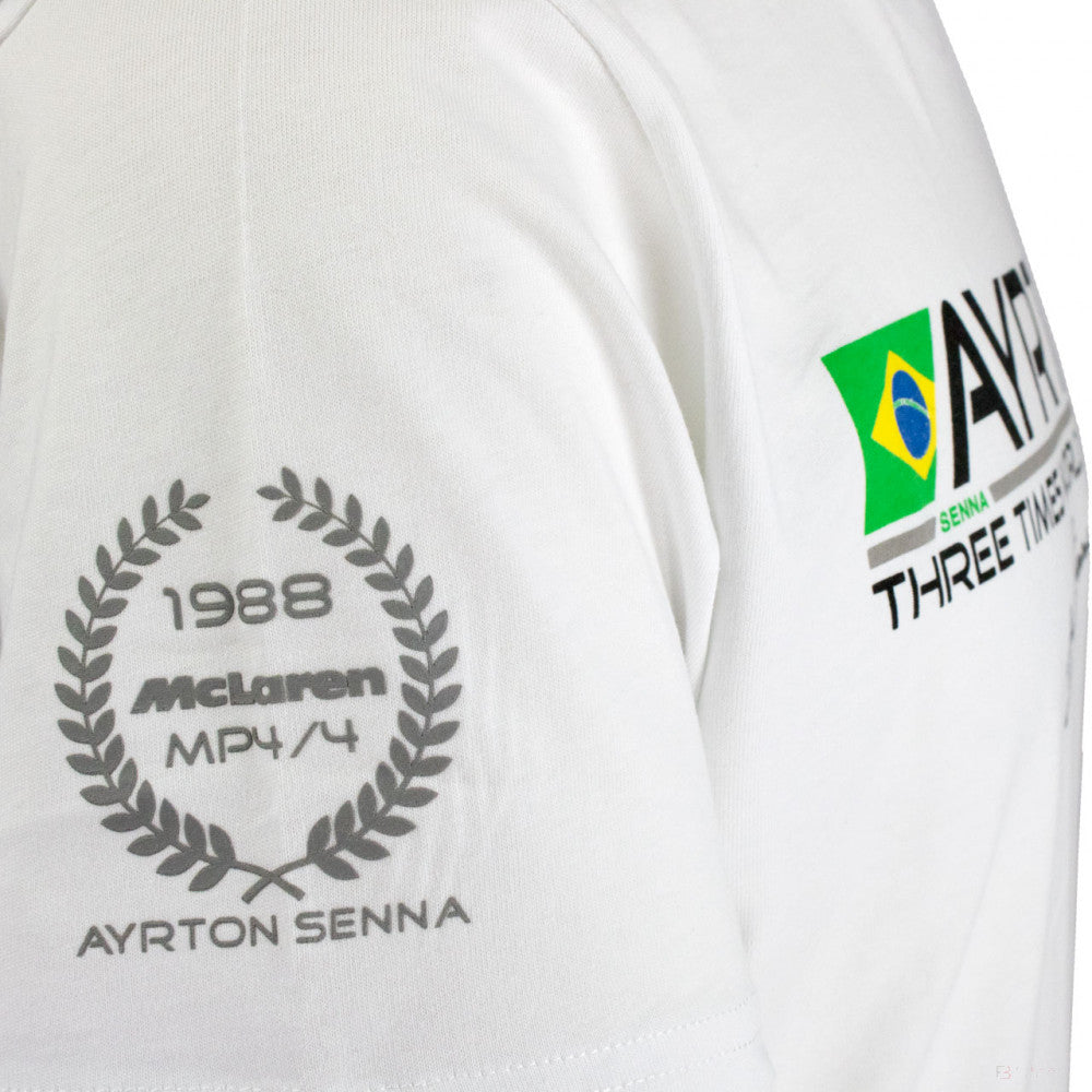 Camiseta para hombre, Ayrton Senna World Champion 1988, Blanco, 2020 - FansBRANDS®