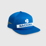 gorra Ayrton Senna, Nacional, original 1984, con estuche rígido de tela, azul