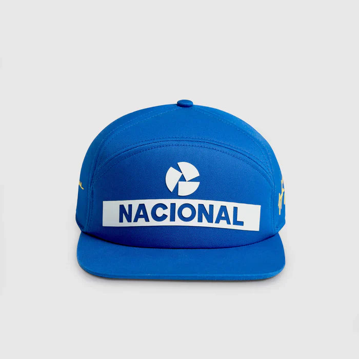 gorra Ayrton Senna, Nacional, original 1984, con estuche rígido de tela, azul
