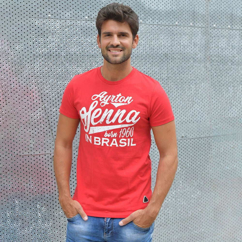 Camiseta para hombre, Senna Vintage, Rojo, 2018