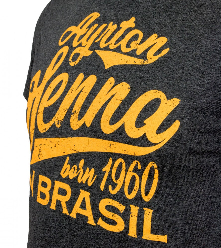 Camiseta para hombre, Senna Born in Brasil, Gris, 2018