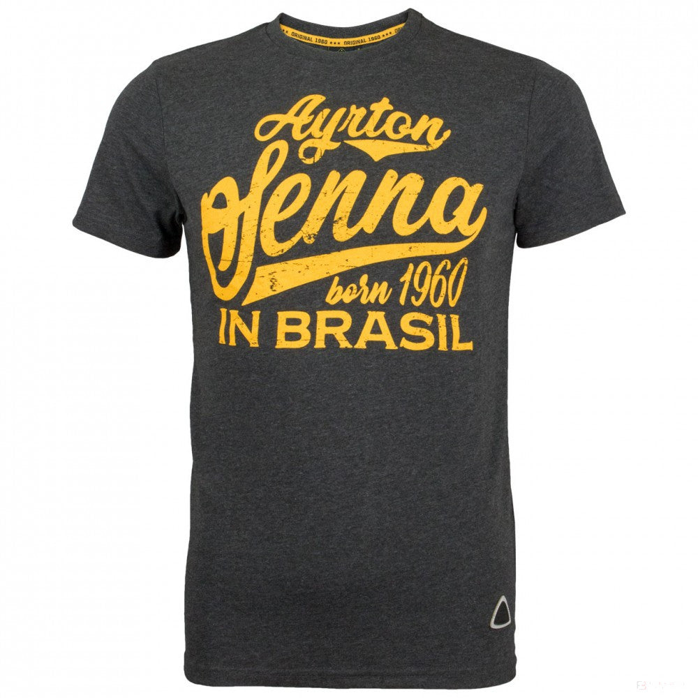 Camiseta para hombre, Senna Born in Brasil, Gris, 2018