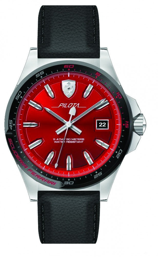 Reloj de hombre, Ferrari Pilota Quartz, Rojo-Negro, 2019